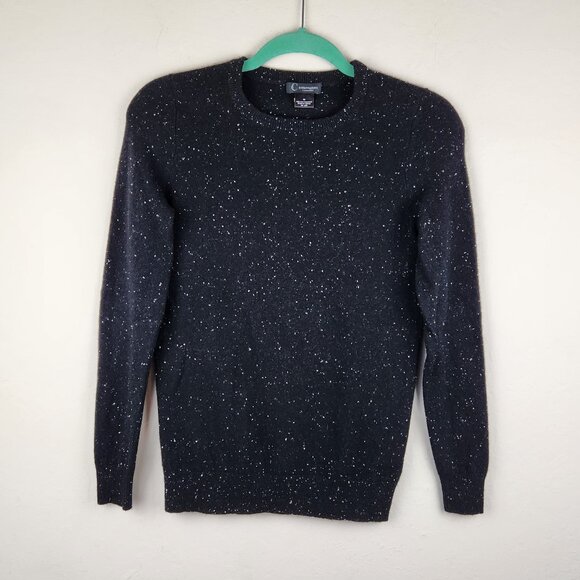 C by Bloomingdale's 100% Cashmere Black Speckled Crewneck Sweater XS *read* - Picture 1 of 8